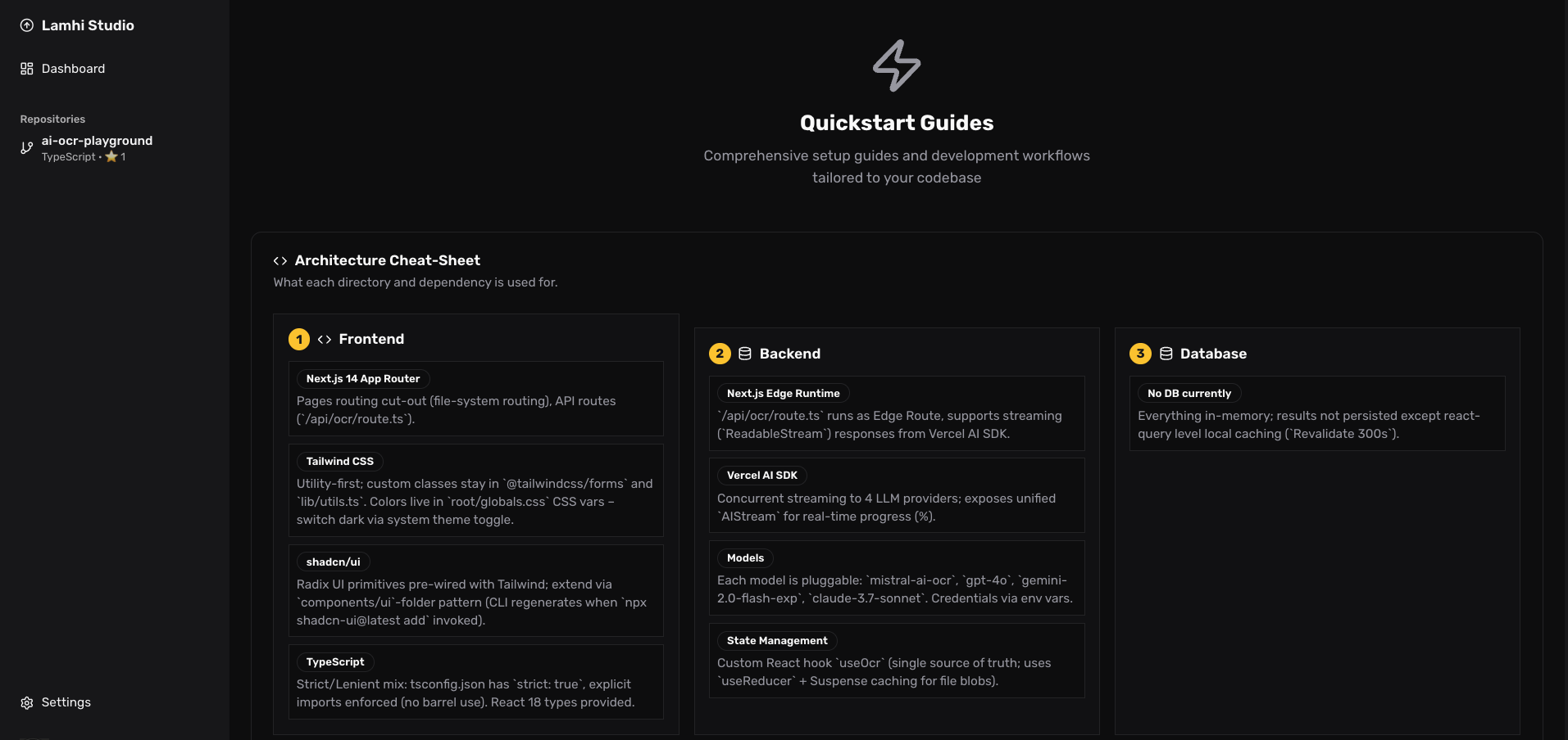 Quickstart Guides Interface